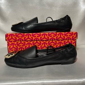 Tory Burch Classic Reva Ballet Flats Black/Gold Size 9 Used